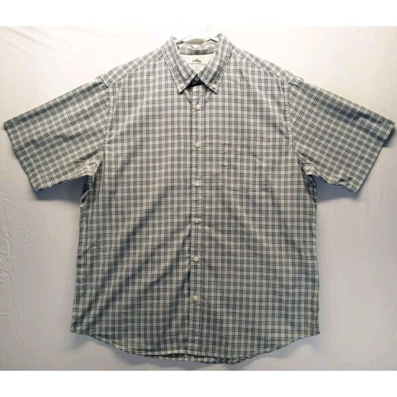 Northwest Territory Button Shirt Men Large Blue Plaid Short Sleeve Pocket - Picture 1 of 7